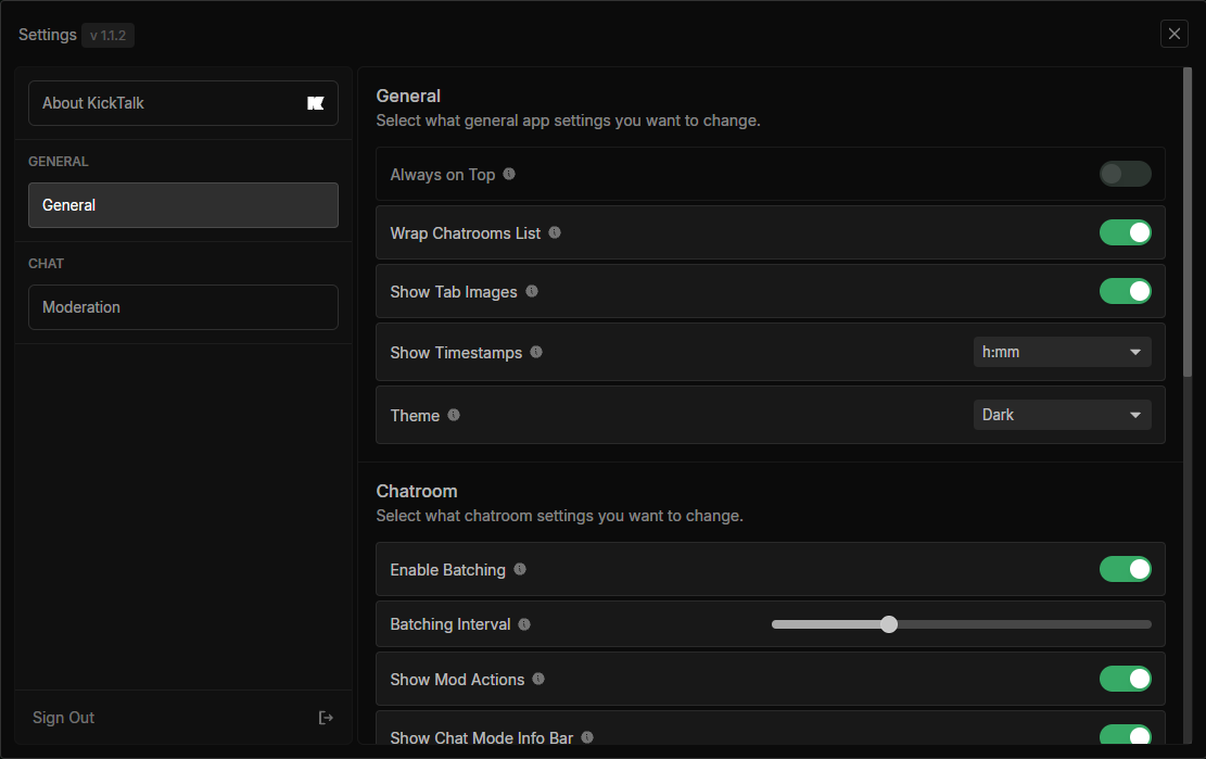 Settings Dialog